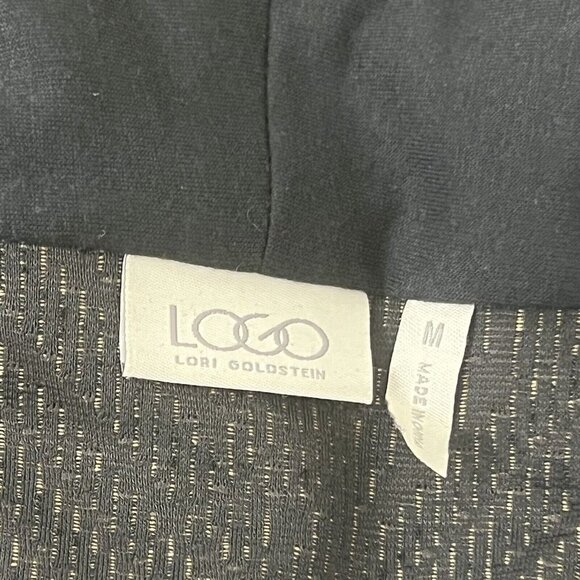 LOGO Lori Goldstein Womens Size Medium Tan Black Open Cardigan - Picture 5 of 5